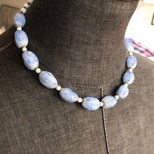 Vintage costume jewelry blue and white necklace